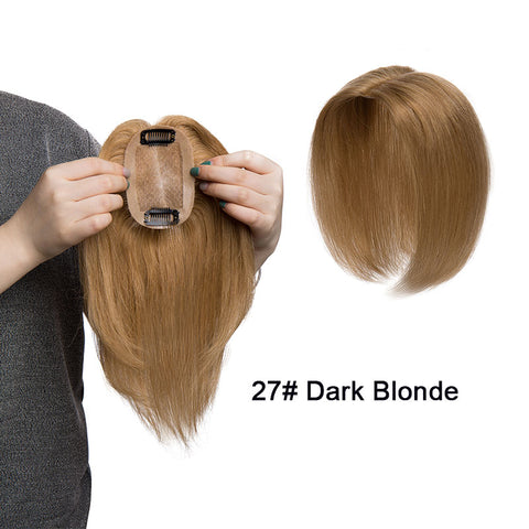 Image of 100% Remy Human Hair Silk Base Top Hairpieces Replacement Clip in Topper For Women Crown Top Piece - fleshirose