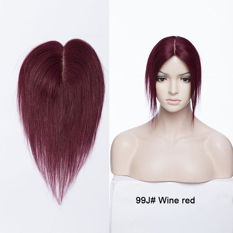 Image of 100% Remy Human Hair Silk Base Top Hairpieces Replacement Clip in Topper For Women Crown Top Piece - fleshirose