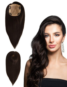 100% Remy Human Hair Silk Base Top Hairpieces Replacement Clip in Topper For Women Crown Top Piece