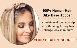 100% Remy Human Hair Silk Base Top Hairpieces Replacement Clip in Topper For Women Crown Top Piece - fleshirose