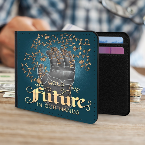 Image of We hold the future in our Hand Motivational Quote Men's Wallet - fleshirose